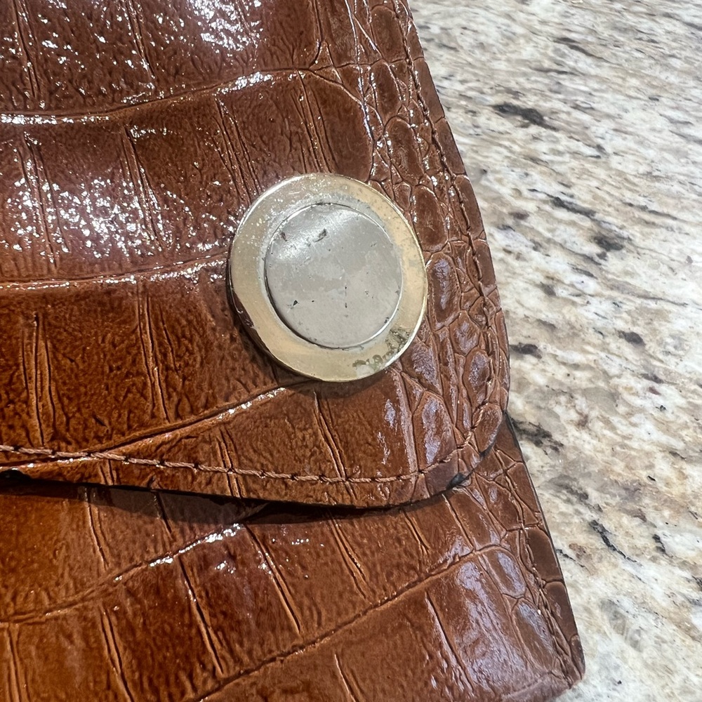 Crocodile Embossed Brown Clutch Crossbody Bag - Picture 2 of 13